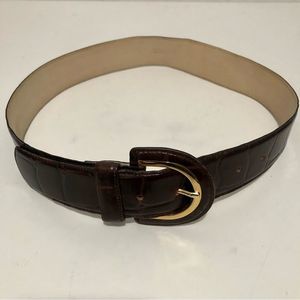 Luigi Lanatta Brown Croc Leather Belt (S)